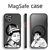 junji ito horror manga phone case transparent magsafe magnetic magnet for iphone 13 12 11 pro max mini wireless charging