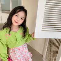 girls babys coat blouse jacket outwear 2022 green spring summer overcoat top party high quality childrens clothing