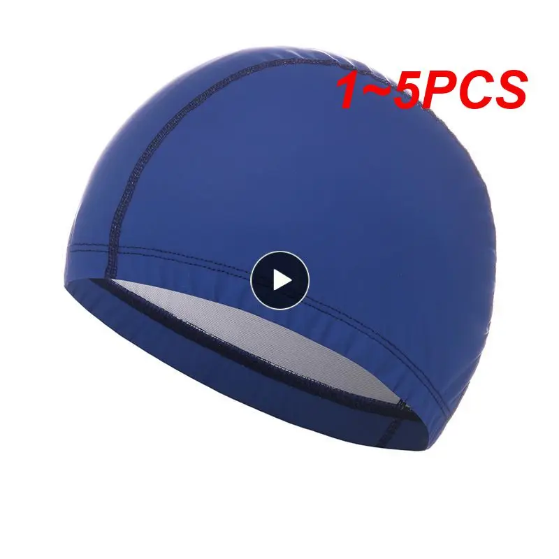 

1 ~ 5 шт. эластичные водонепроницаемые плавательные головные уборы из полиуретана, однотонные летние водонепроницаемые плавательные головные уборы для бассейна с длинными ушками