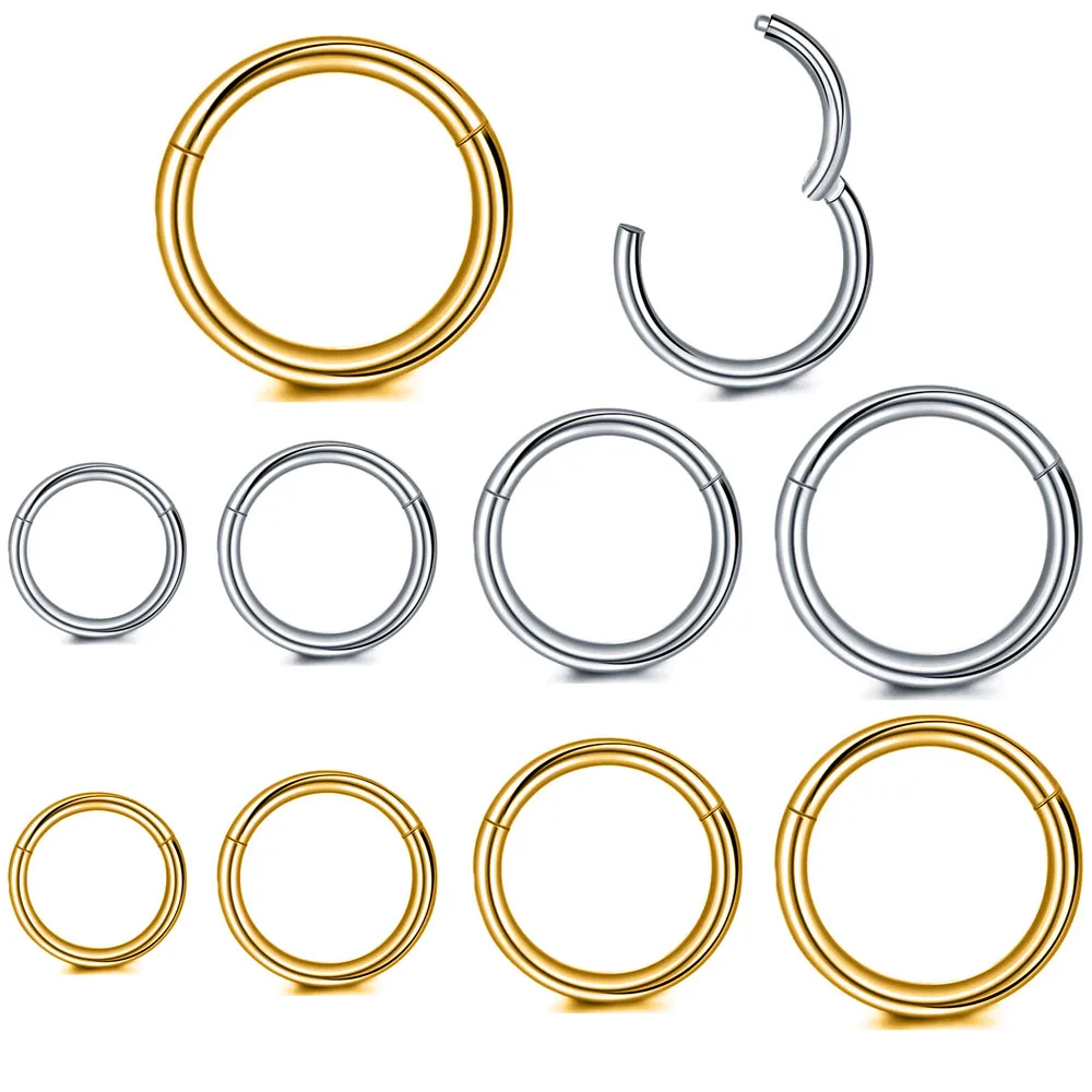 Серьги-кольца из хирургической стали 316L для мужчин и женщин сегментные базовые