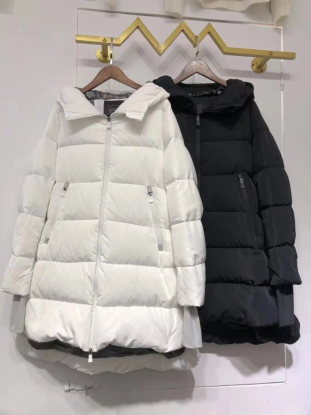 HNOER New Fashion Fashion Temperament Commuter Zipper Hooded Long Warm Down Jacket