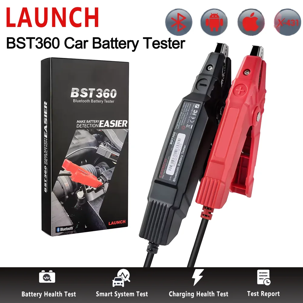 Фото LAUNCH BST 360 Bluetooth-тестер аккумуляторов 6/12В, анализатор автомобильных аккумуляторов с проверкой проводимости для свинцово-кислотных, GEL и AGM батарей №1