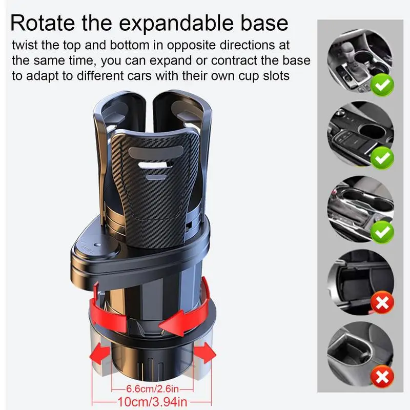 

Car Cup Holder With Coaster Insulation Cup Holder Multifunctional Vehicle Cup Holder For Drinks Bottles & Phones 360 Rotation
