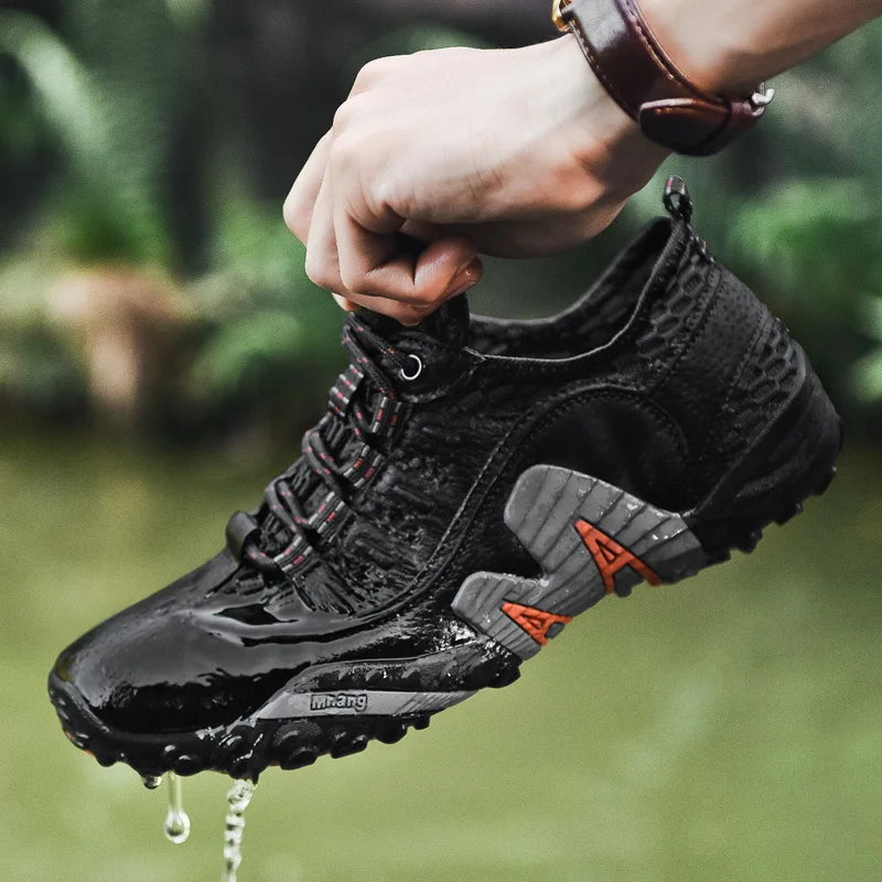 JIEMIAO New Summer Mesh Breathable Hiking Shoes Size 38-48 Mens Sneakers Outdoor Trail Trekking Mountain Climbing Sports Shoes