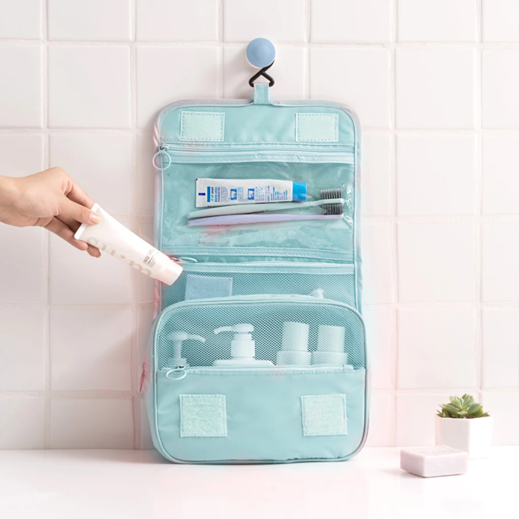 

Travel Hanging Cosmetic Bag Oxford Cloth Large Capacity Organizer with Hook Foldable Pouch Storage Bags Toiletry