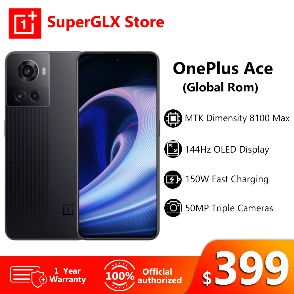new oneplus ace 5g mtk dimensity 8100 max smartphone 150w fast charging 120hz amoled mobile phones 50mp triple camera android 12 free global shipping