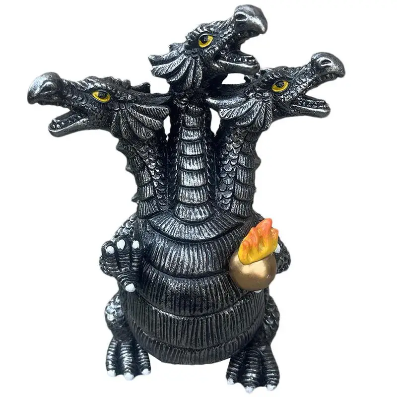 

Игрушки-Драконы для детей, статуэтка дракона средневекового Возрождения с тремя головками и ростом, статуэтка дракона с ростом