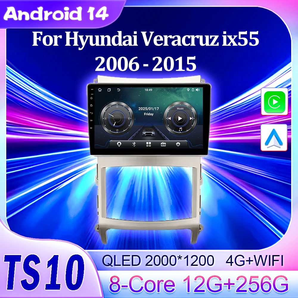 Автомобильный радиоприемник Android 14 для Hyundai Veracruz ix55 2006-2015 беспроводной Auto Carplay