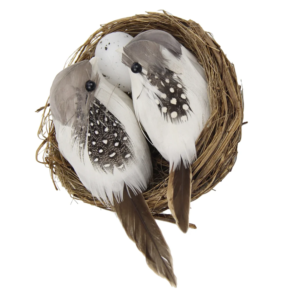 

Forest Gardening Decor Christmas Birds Sculpture Tiny Birds Statues Grass Bird House Landscape Figurine