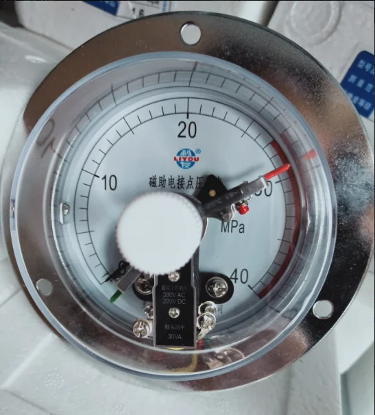 Wuxi Liyou Instrument 0-40/60mpa Hydraulic Axial Magnetic-Assisted Electric Contact Pressure Gauge YXC100-III