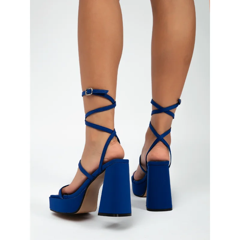 2023 New Trendy Summer High Heeled Sandals Sauare Ope Toe Shiny Women Sexy Party Club Dress Buckle Strap Shoes