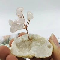 1pc natural crystal druse quartz vug cluster super mini crystals macadam money tree copper wire wrapped base chakra gemstone