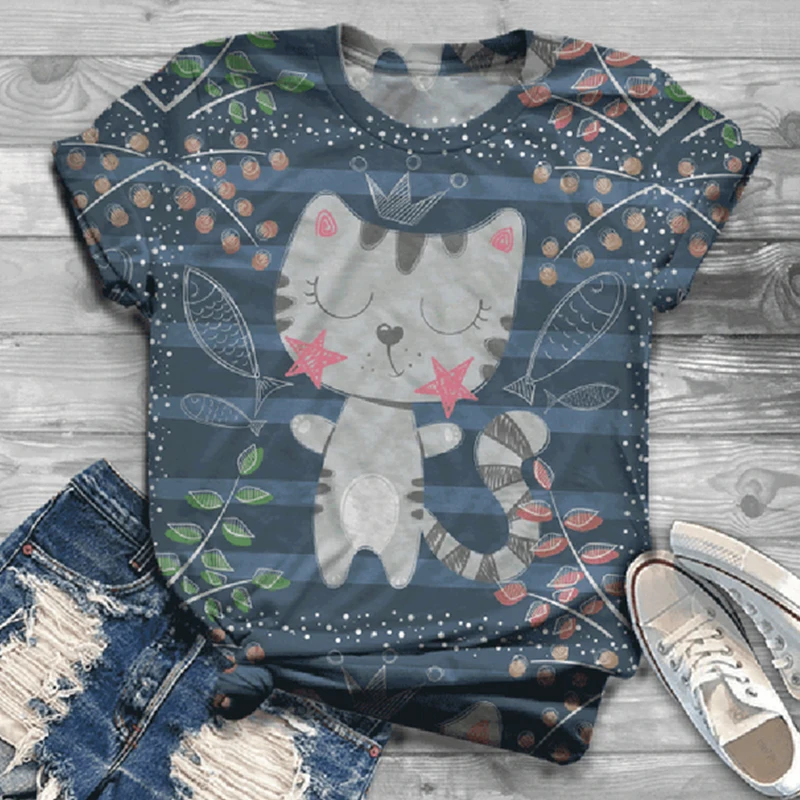 

Женская футболка с коротким рукавом и круглым вырезом, в стиле Харадзюку