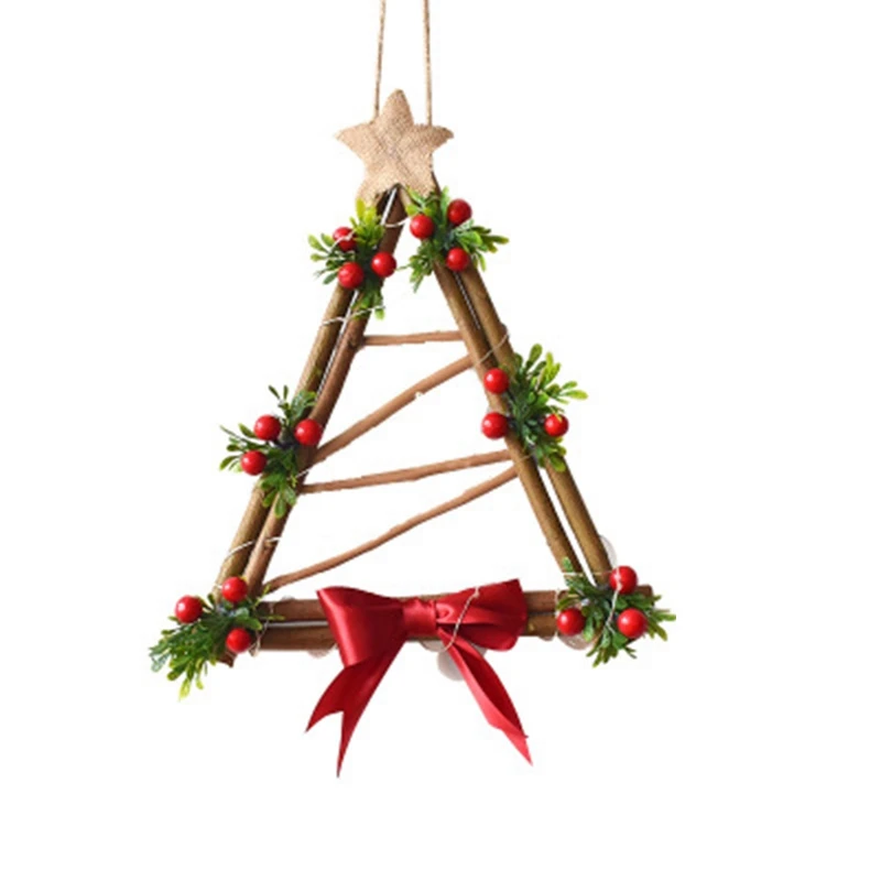 

Рождественский венок, гирлянда на дверь, окно, настенное украшение, украшение из ротанга с бантом, сосновые конусы, коричневый + красный