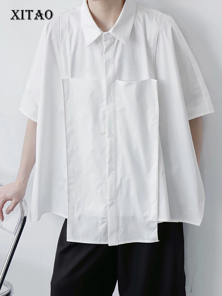 

XITAO Fashion Bat Wing Sleeve Shirt Solid Loose Casual Irregular Patchwork Women Top 2022 Summer New Simplicity All-match ZY7029