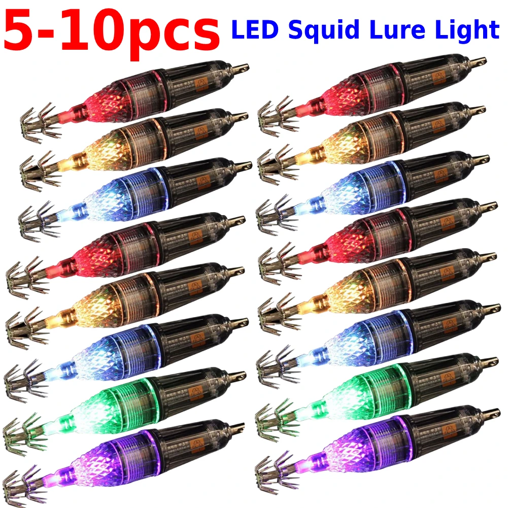 

5-10 шт. светодиодный приманка в виде кальмара лампа глубокая капля Морская рыбалка кальмар осьминог куттл зонтик крючок привлекающий рыболо...