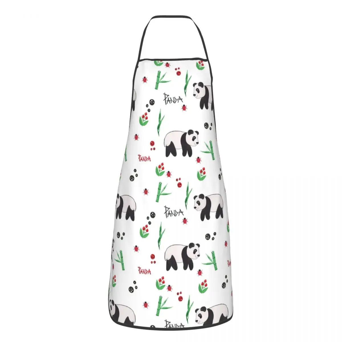 

Unisex Watercolor Panda Bear Bib Apron Adult Women Men Chef Tablier Cuisine for Kitchen Cooking Cute Gardening