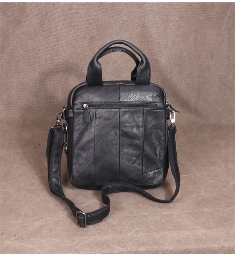 Retro fashion top first layer cowhide men's black handbag for outdoor work high quality natural real leather business briefcase