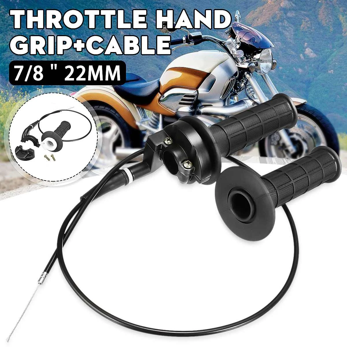 

7/8" 22mm Motorcycle Hand Grips W/Throttle Clamp Twist Cable Throttle Cable For Off-road Dirt Bike 50cc-190cc Handle Bar Grips