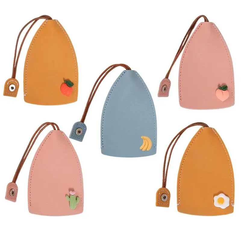 

Key Fob Pouch 5PCS Portable Key Covers With PU Leather Car Key Keychain Holder Hook Protection Car Key Pendant Creative Pull-Out