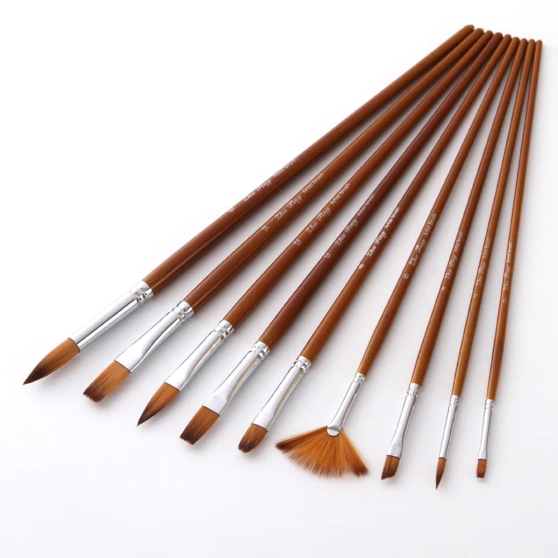 

9 nylon hair brushes, including fan-shaped gouache brushes,two-color hair watercolor brushes paint brush brush pen art supplies