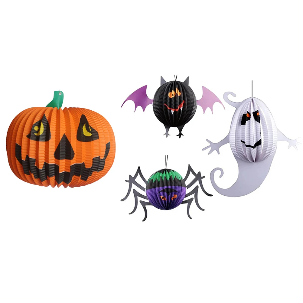 

Lamp Paper Pumpkin Lantern Hanging Hauntedhoneycomb Party Printed Scary Lamps Ghost Decorations Spider Bat Lanterns House