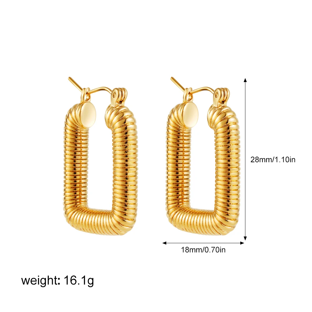 Винтажные прямоугольные текстурированные серьги-кольца с покрытием из