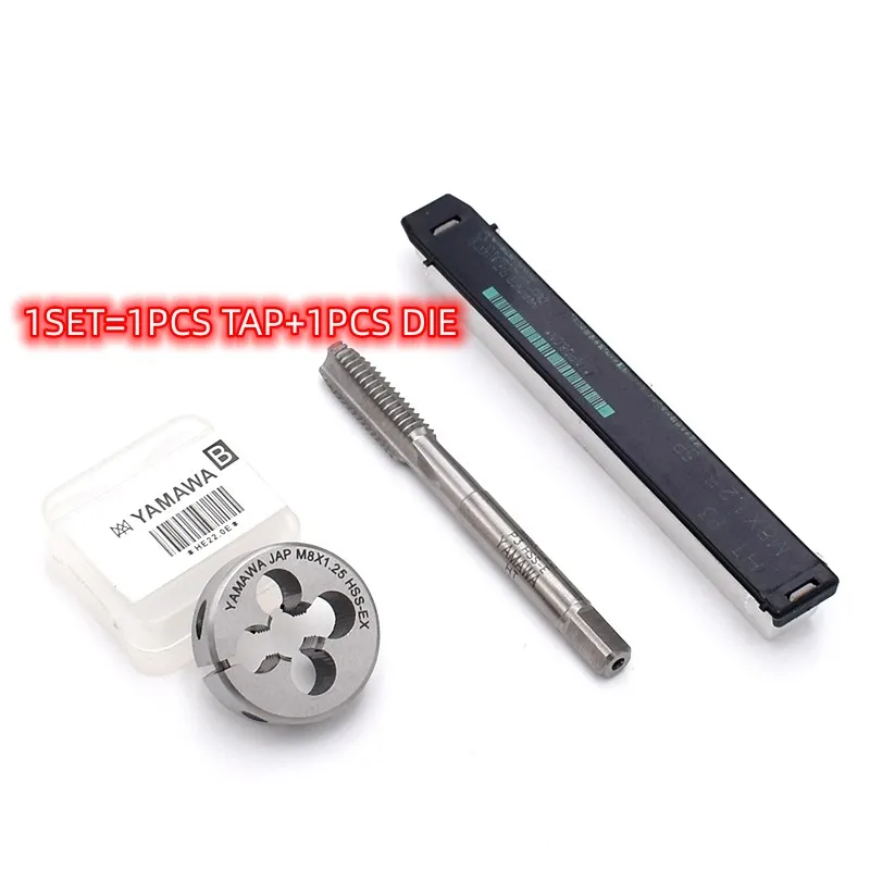 Ручной метчик YAMAWA и круглая матрица, метчик с мелким шагом, инструмент для обработки внешней резьбы HSSE M1.8 M2 M3 M5 M6 M8 M12