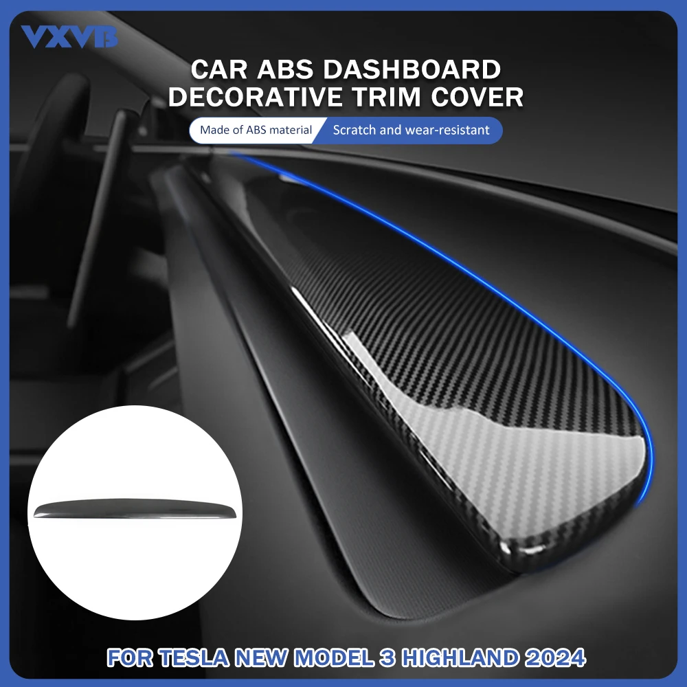 Для Tesla Model 3 Highland 2024 полоса накладки на приборную панель АБС-пластик углеродное