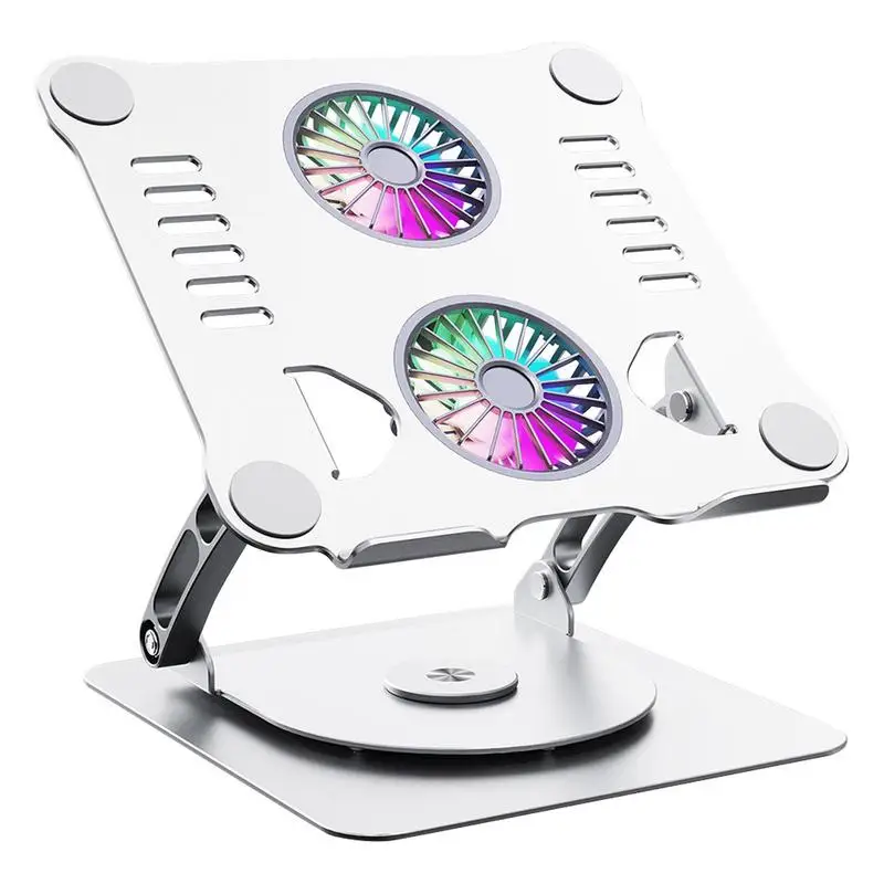 

Foldable Desktop Tablet Holder Semi-Conductor Cooler Pad External Quiet Fans Heavy Metal Base Portable Notebook Metal Mount