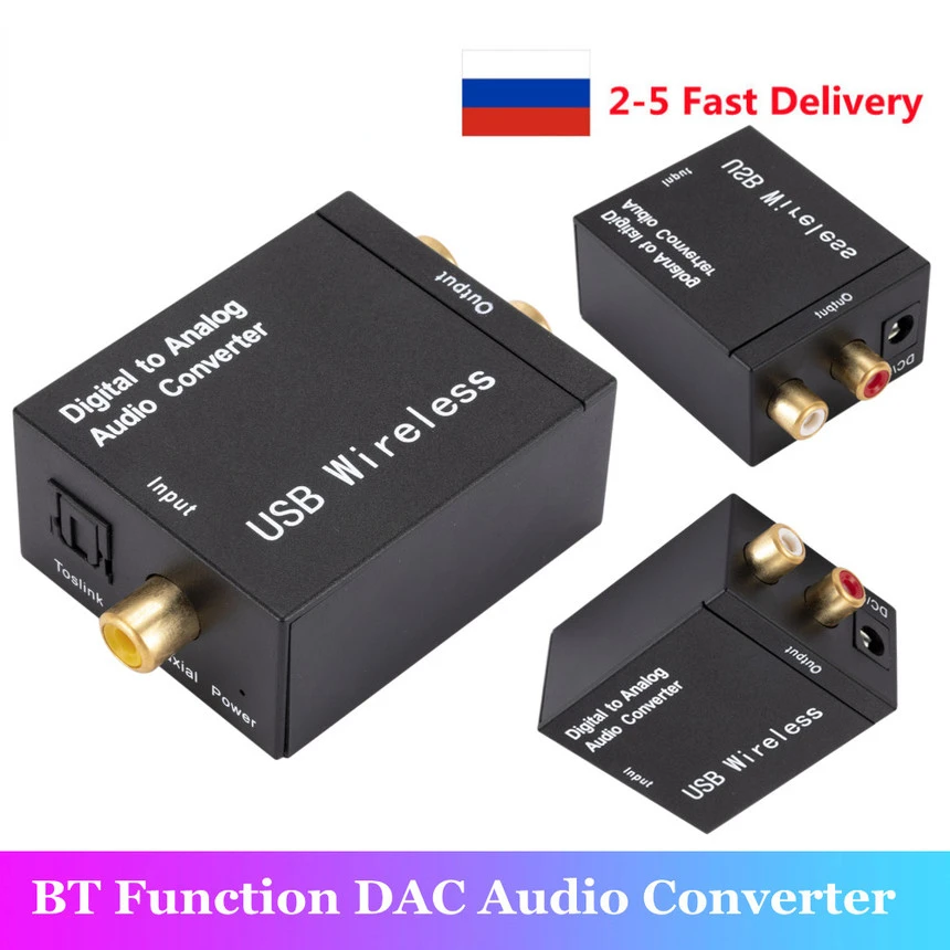 

to Analog Audio Converter Support Bluetooth Optical Fiber Toslink Coaxial Signal to RCA R/L Audio Decoder SPDIF DAC