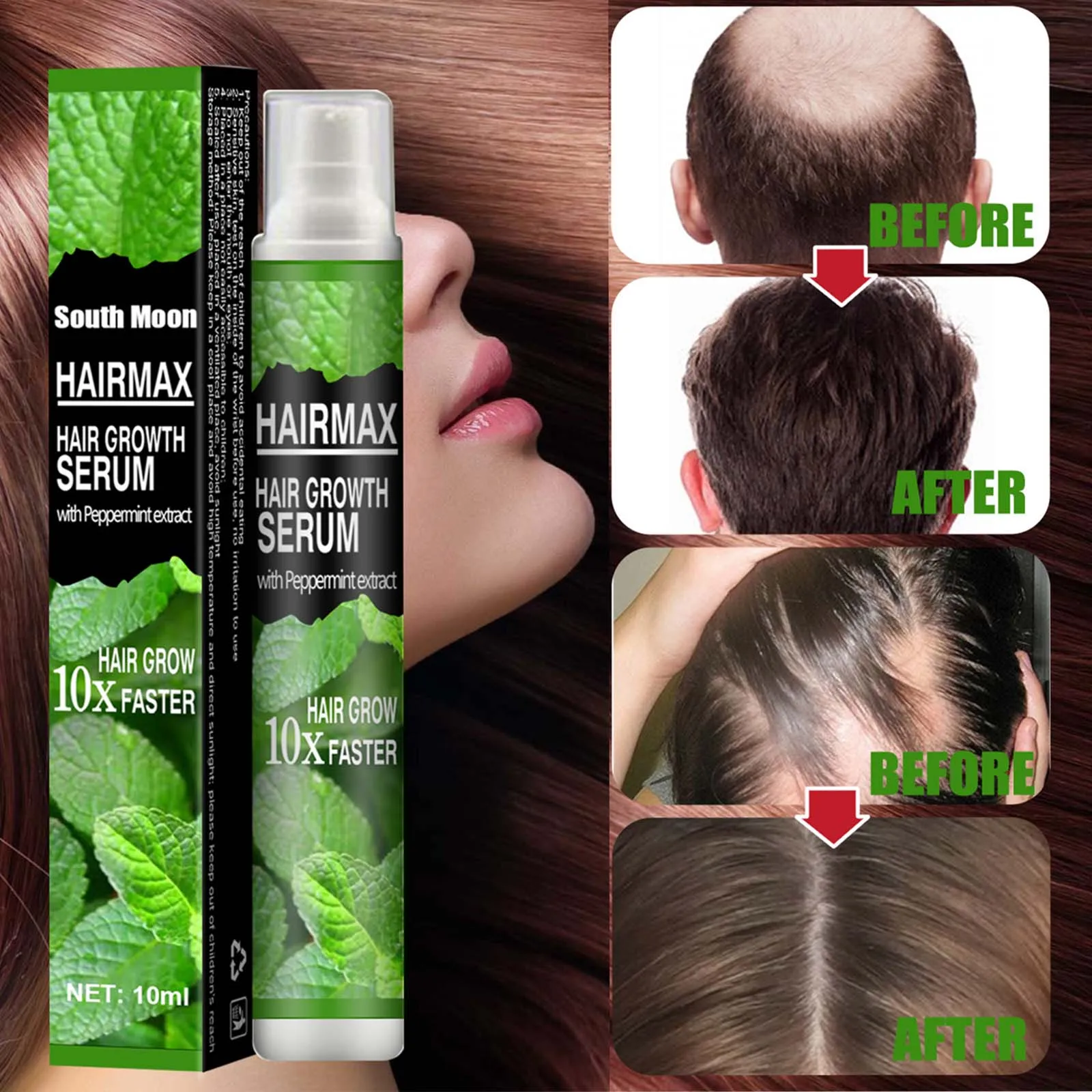 

10ml Mint Hair Spry Moisturizing and Hydrating Anti Hair Loss Liquid Strong Hair Scalp Treatment Hair Growth Liquid for Men