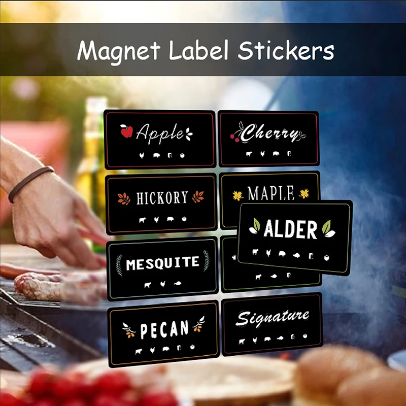 12 Pcs Soft Magnetic Smoker Pellet Storage Labels Barbecue Stickers Durable Pellet Container Labels BBQ Accessory Hot Sale !