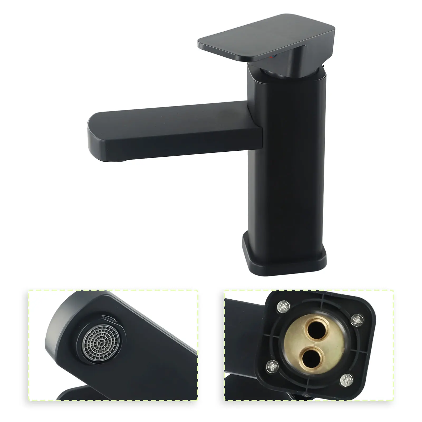 

Square Base Bathroom Counter Basin Anticorrosion And Antirust Surface Bathroom Counter Basin Black Durable Filtration System