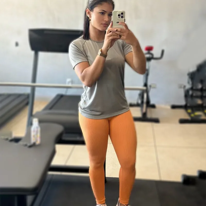 Бесшовные штаны для фитнеса и йоги с высокой талией спортивные леггинсы эффектом