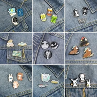 3pcsset enamel pin wholesale set animal dinosaur rabbit skull heart brooches metal badges jewelry pins affordable drop shipping