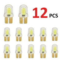 12pcs silica gel w5w t10 led 8smd cob 194 wedge clearance light bulb auto license plate reading car door trunk car lamp