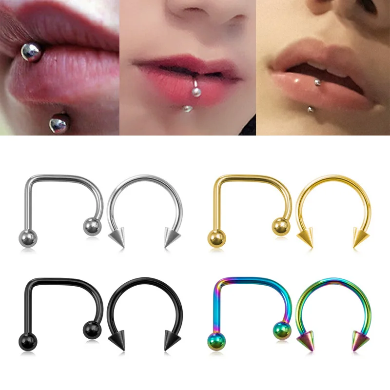 

2pcs Stainless Steel Ball Lip Ring Monroe Labret Stud Hoop Nose Piercing Septum Catilage Tragus Earrings Punk Body Jewelry 16G