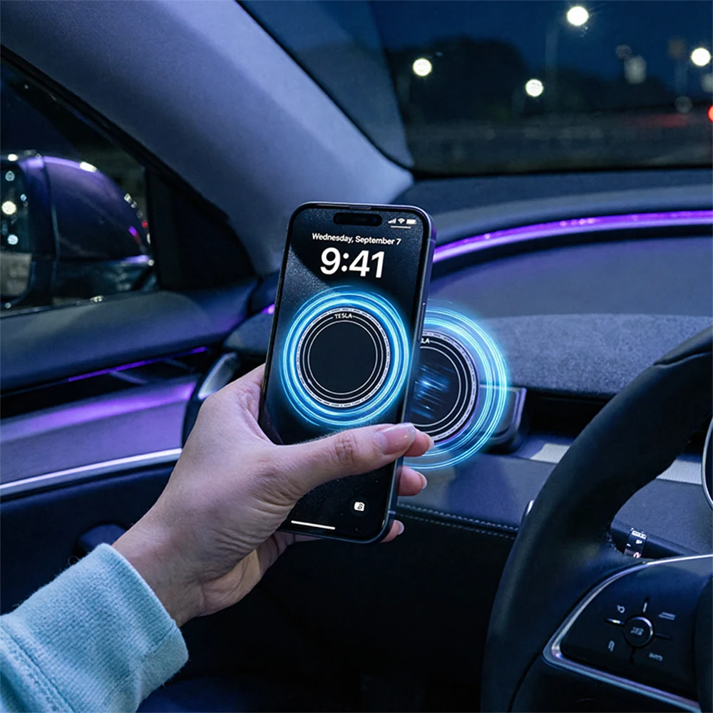 Фото Усиленный магнитный регулируемый автомобильный держатель для телефона, устойчивый к вибрации, для Tesla Model 3 Highland, Model Y Juniper 2025, Model Y L №5