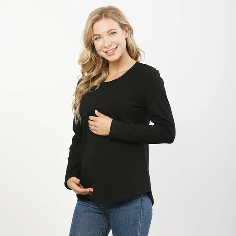 Одежда для беременных больших размеров, топы для грудного вскармливания, весенне-осенние свободные рубашки с длинными рукавами для беременных, футболка для кормящих женщин