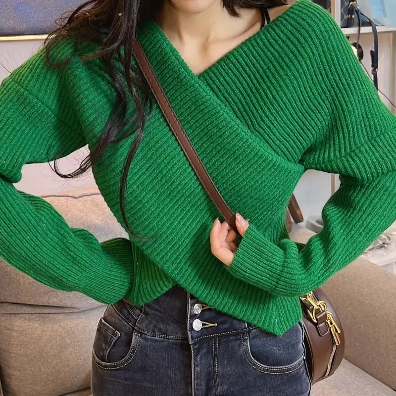 

Women's Sweater V-neck Solid Pullovers Female Slim Bottoming Sweater Tops Ladies Long Sleeve Casual Basic Sweater Jumper G344