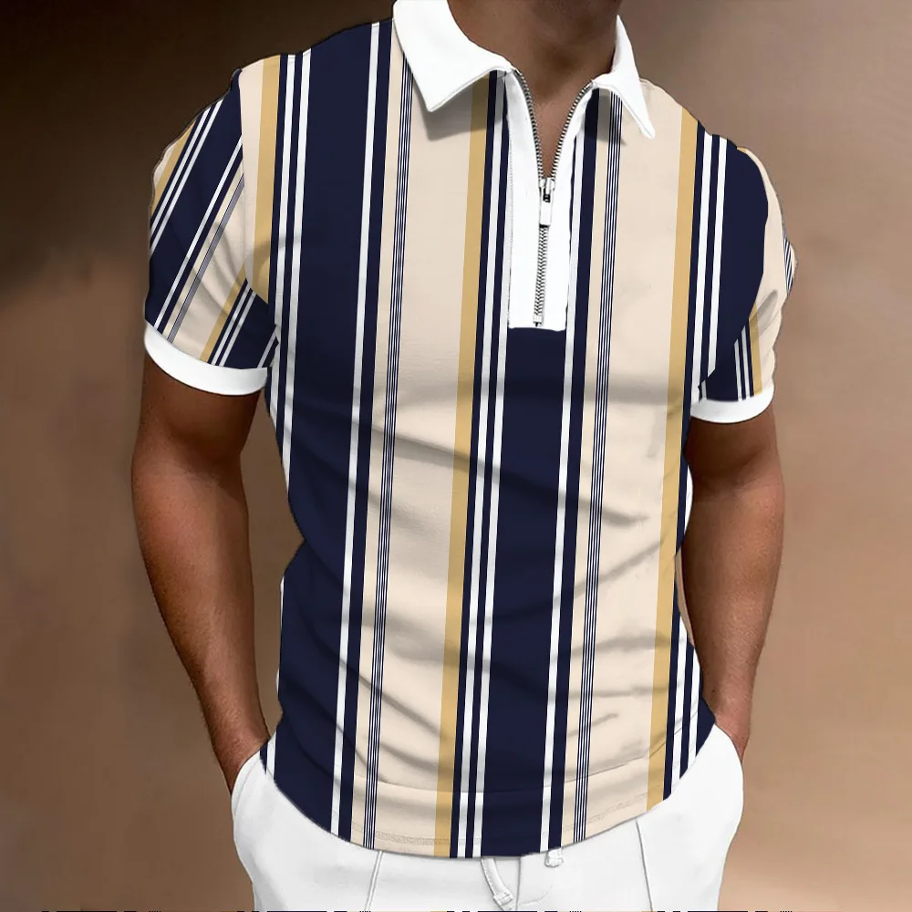 

Мужская Повседневная летняя рубашка-поло с коротким рукавом, Мужская футболка на молнии, мужские топы, одежда для улицы и гольфа, одежда для ...