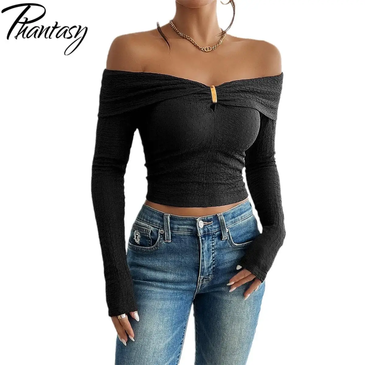 Phantasy Y2K Женские футболки с длинным рукавом Топы для женщин и блузки 2024 Нарядные