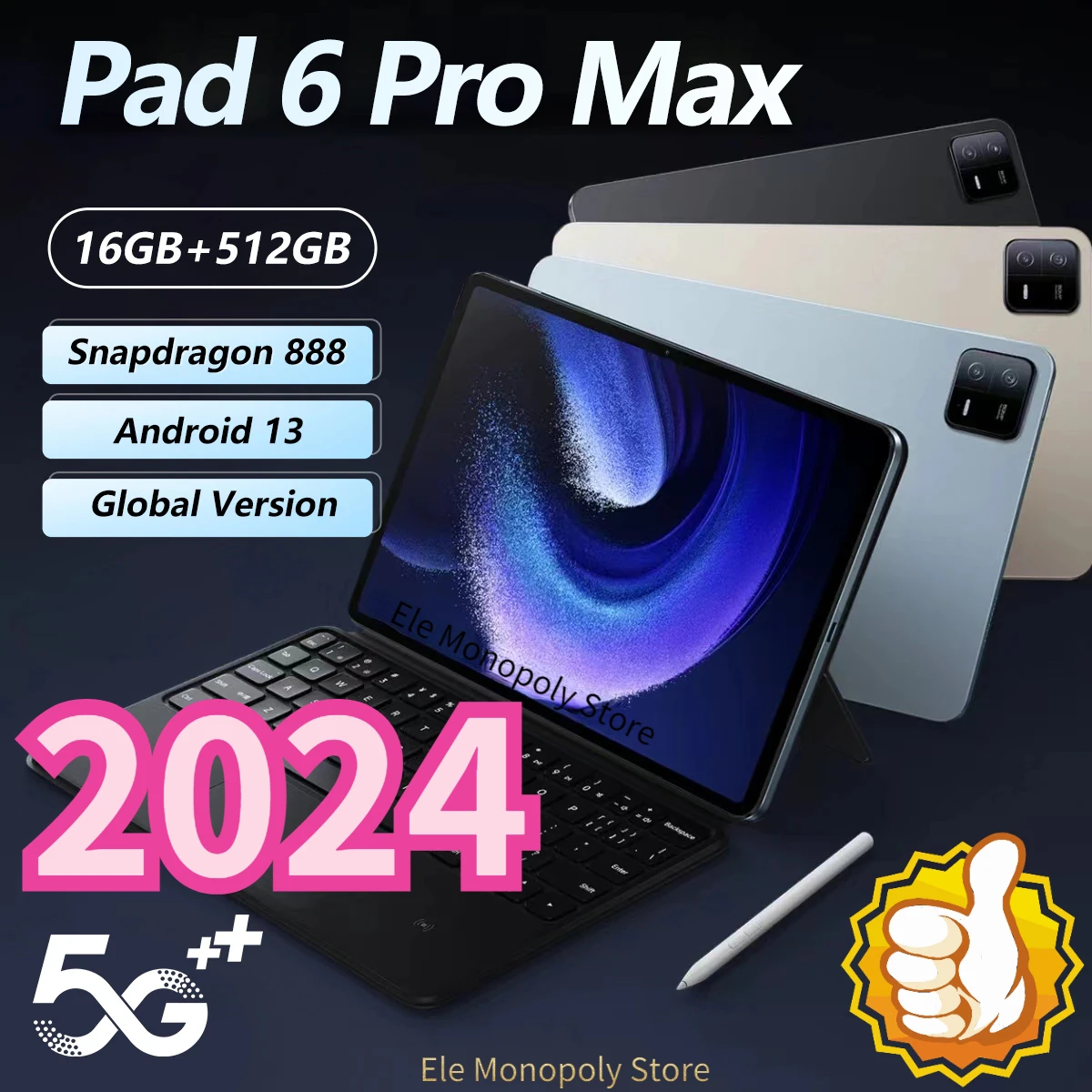 

2024 Pad 6 Pro Tablet Android 13 Snapdragon 888 Octa Core 16GB 512GB 11 Inch HD Screen 5G Wifi Original Global Version Tablet PC