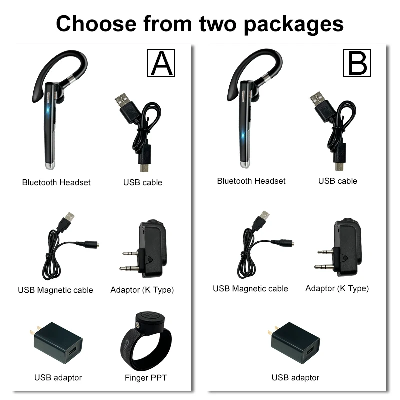 Walkie Talkie Wireless Earphone Bluetooth Headset Two Way Radio Earpiece BT Headphone Earphone For Baofeng UV-5R Retevis Kenwood