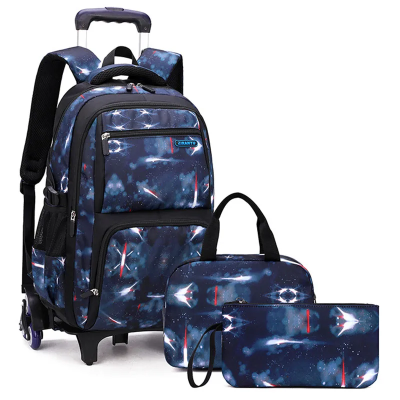 Школьный портфель на колесиках для мальчиков, детский рюкзак на колесиках для школы с 2/6 лестницами