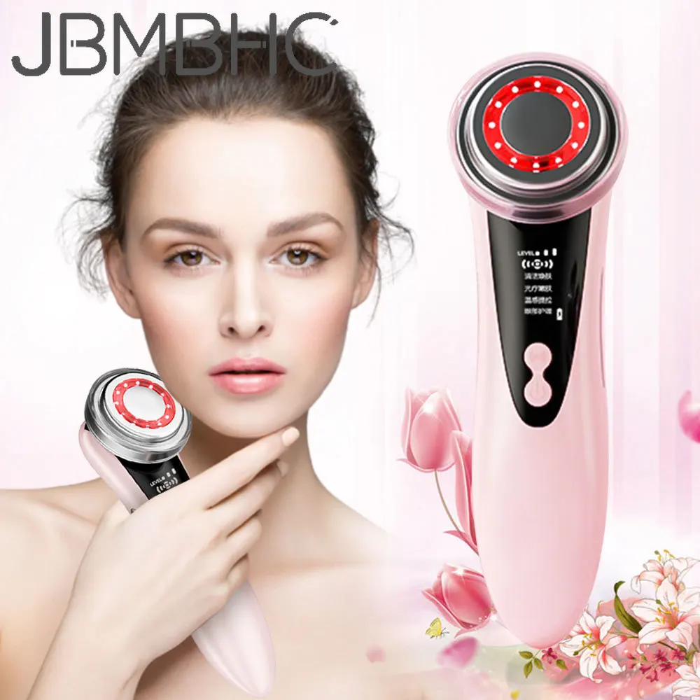 

Аппарат для косметологии со светодиодной подсветкой для терапии лица, Массажер микротока, крассветильник и синее освещение, фототерапия, а...