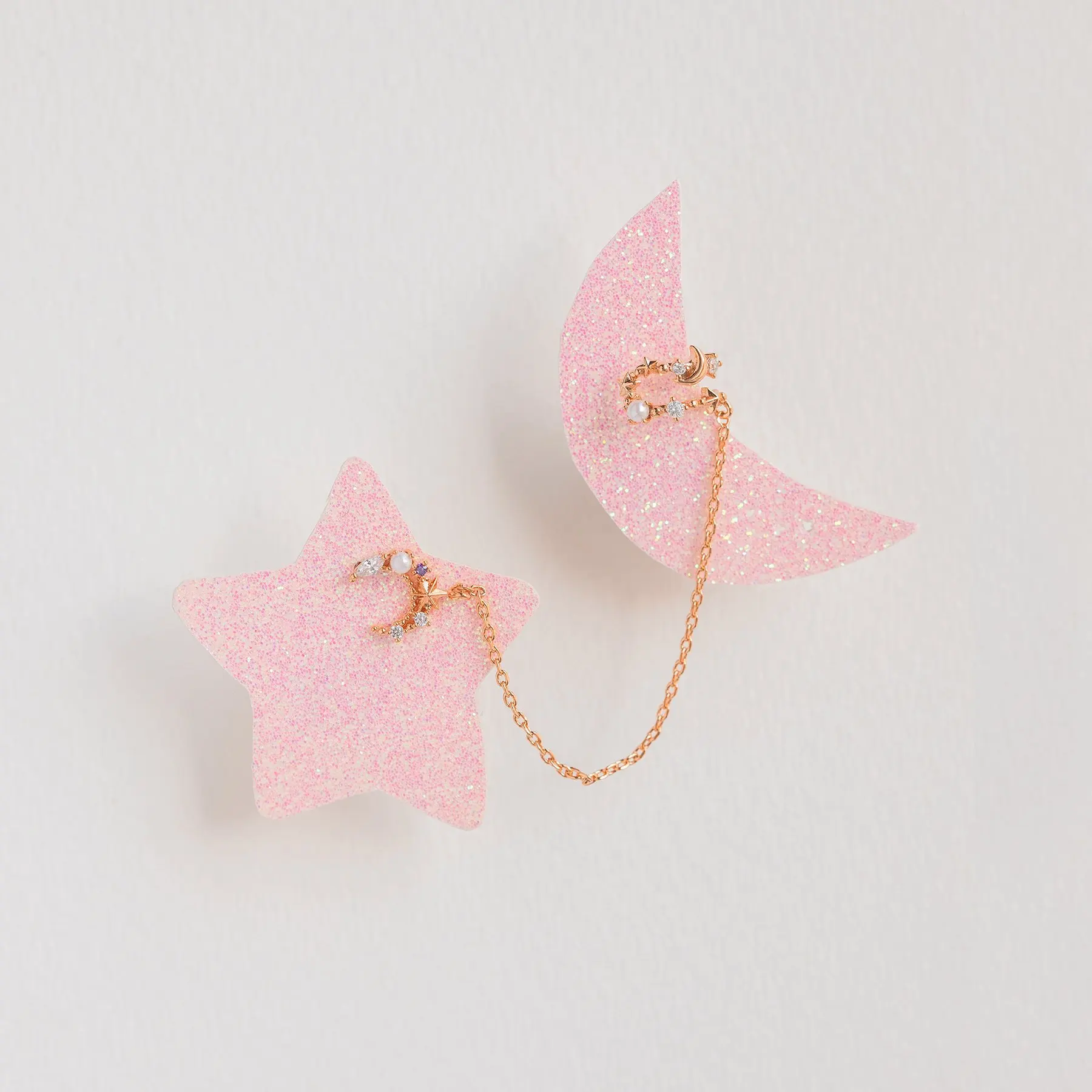 New Ins Star Moon Zircon Stud Earring For Women Cute Gold-plated Personality Tassel Ear Clips Earrings Fashion Aesthetic Jewelry