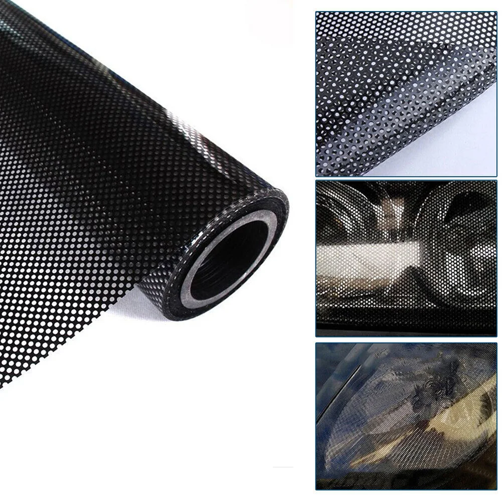 

Car Headlight Taillight Fog Light Film Sticker Protector 106 X 30cm Gloss Black Water Resistant, UV Stable Mesh Protector