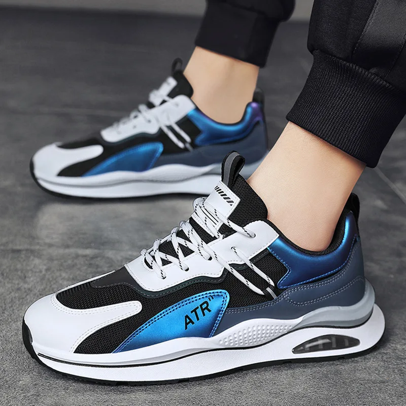 

Man's Sneakers Chunky Wedge Dad Shoes INS Hot Harajuku Style Mesh Sneakers Lace-Up Brand Men Running Shoes